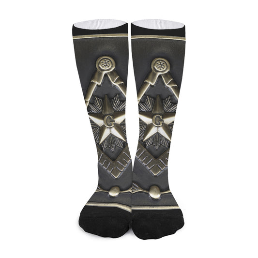 Freemasonry Medal Print Long Socks