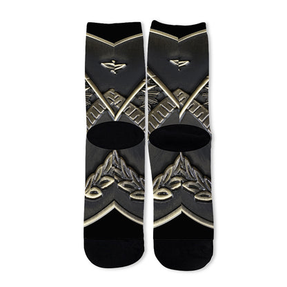 Freemasonry Medal Print Long Socks