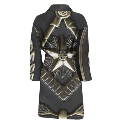 Freemasonry Medal Print Men's Bathrobe