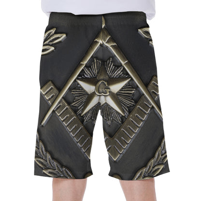Freemasonry Medal Print Men's Beach Shorts