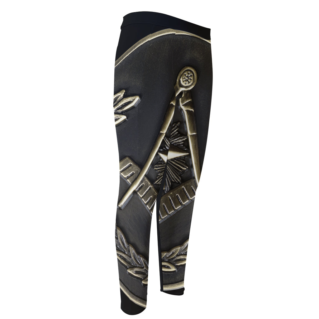 Freemasonry Medal Print Men's Compression Pants