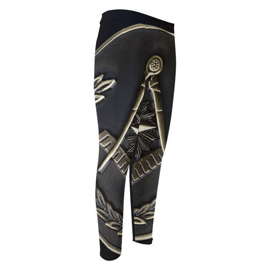 Freemasonry Medal Print Men's Compression Pants