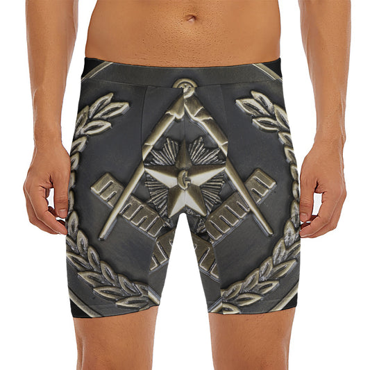 Freemasonry Medal Print Men's Long Boxer Briefs