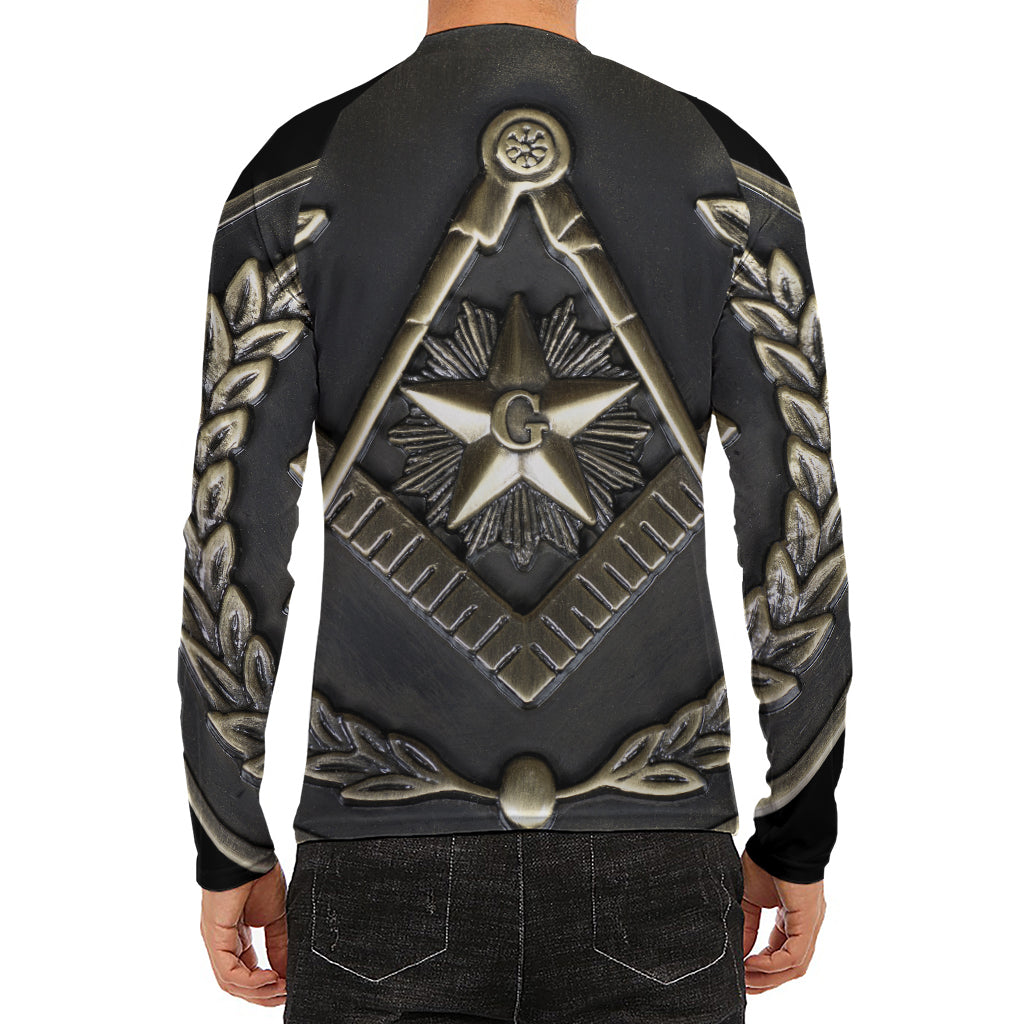 Freemasonry Medal Print Men's Long Sleeve Rash Guard