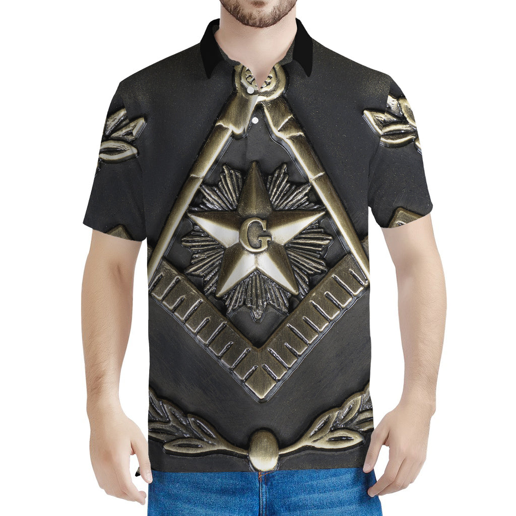 Freemasonry Medal Print Men's Polo Shirt
