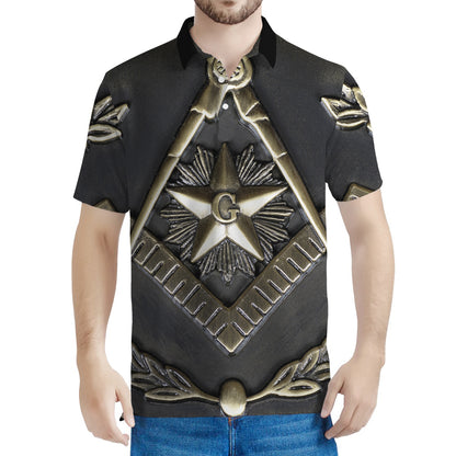 Freemasonry Medal Print Men's Polo Shirt