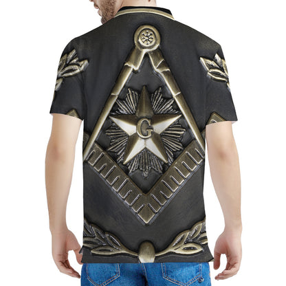 Freemasonry Medal Print Men's Polo Shirt
