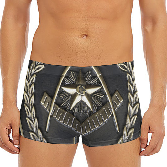 Freemasonry Medal Print Men's Short Boxer Briefs