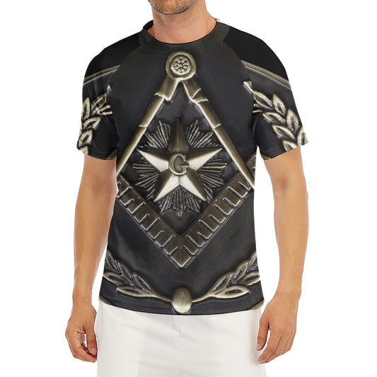 Freemasonry Medal Print Men's Short Sleeve Rash Guard