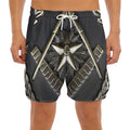Freemasonry Medal Print Men's Split Running Shorts