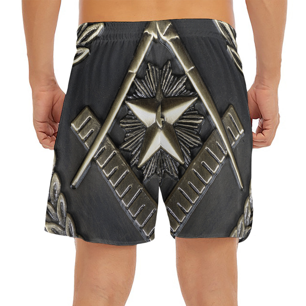 Freemasonry Medal Print Men's Split Running Shorts