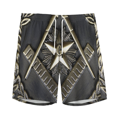 Freemasonry Medal Print Men's Sports Shorts
