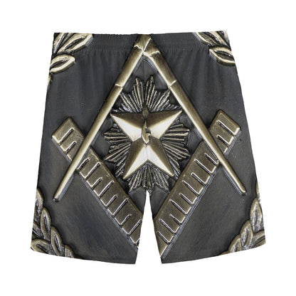 Freemasonry Medal Print Men's Sports Shorts