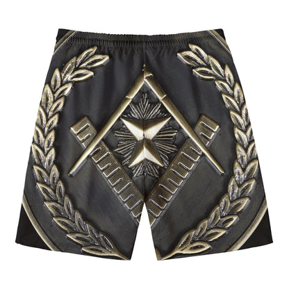 Freemasonry Medal Print Men's Swim Trunks