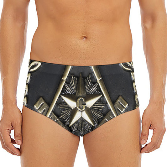 Freemasonry Medal Print Men's Triangle Swim Briefs