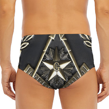 Freemasonry Medal Print Men's Triangle Swim Briefs