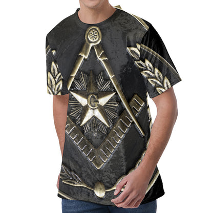 Freemasonry Medal Print Men's Velvet T-Shirt