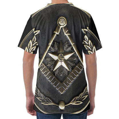 Freemasonry Medal Print Men's Velvet T-Shirt
