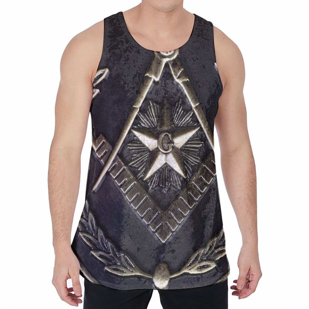 Freemasonry Medal Print Men's Velvet Tank Top