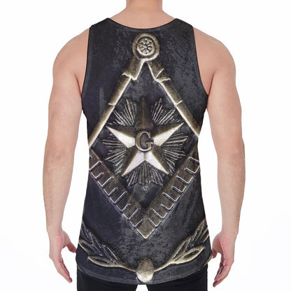 Freemasonry Medal Print Men's Velvet Tank Top