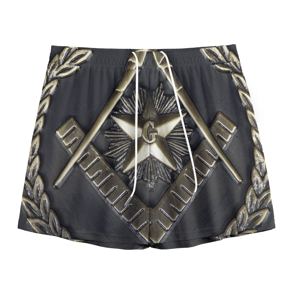 Freemasonry Medal Print Mesh Shorts