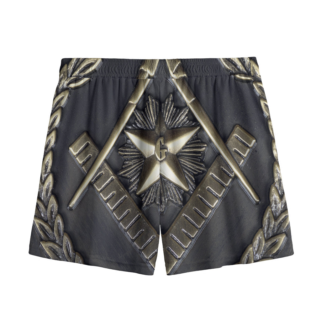 Freemasonry Medal Print Mesh Shorts