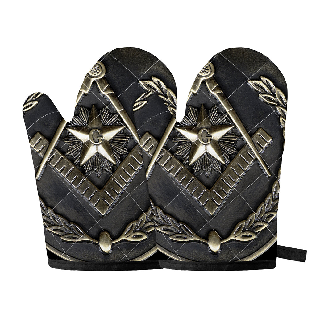 Freemasonry Medal Print Oven Mitts