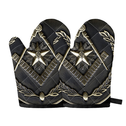 Freemasonry Medal Print Oven Mitts