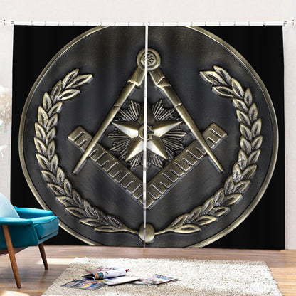 Freemasonry Medal Print Pencil Pleat Curtains