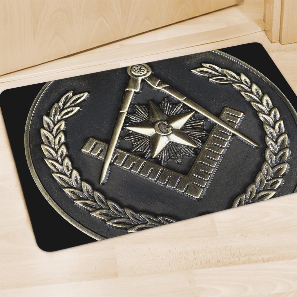 Freemasonry Medal Print Polyester Doormat