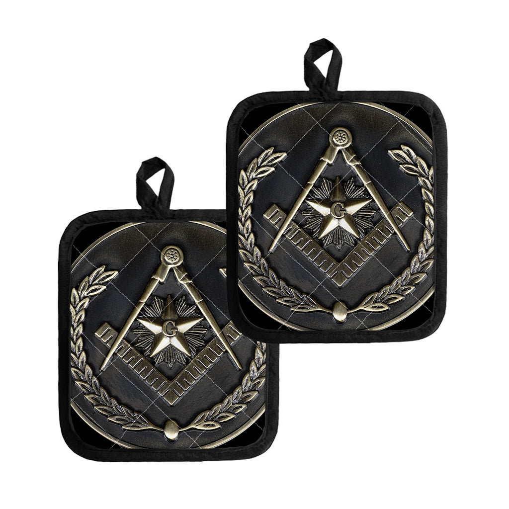 Freemasonry Medal Print Pot Holders