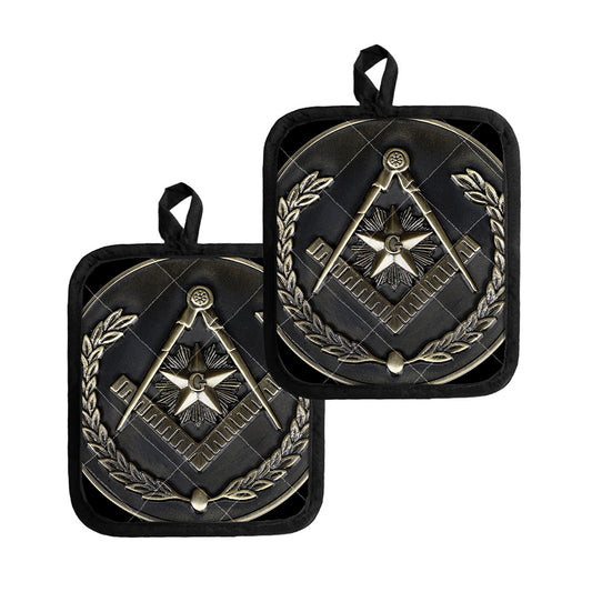 Freemasonry Medal Print Pot Holders