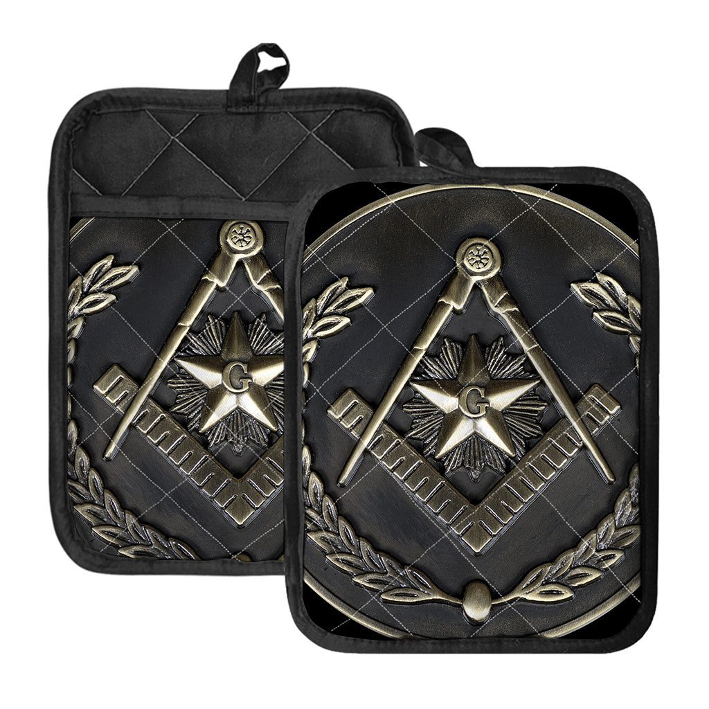 Freemasonry Medal Print Pot Holders With Pocket
