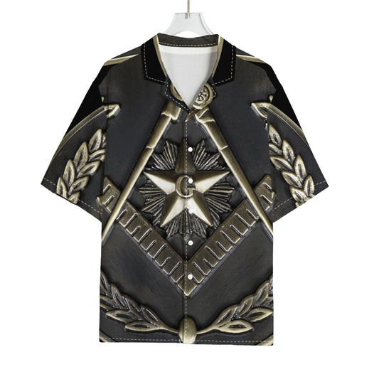 Freemasonry Medal Print Rayon Hawaiian Shirt