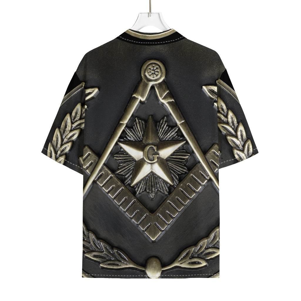 Freemasonry Medal Print Rayon Hawaiian Shirt