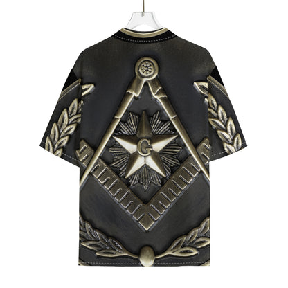 Freemasonry Medal Print Rayon Hawaiian Shirt