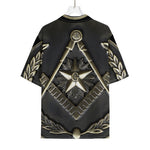 Freemasonry Medal Print Rayon Hawaiian Shirt