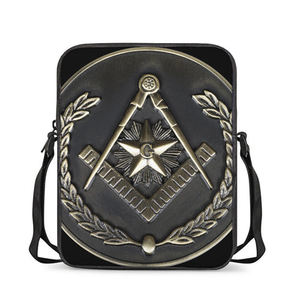 Freemasonry Medal Print Rectangular Crossbody Bag