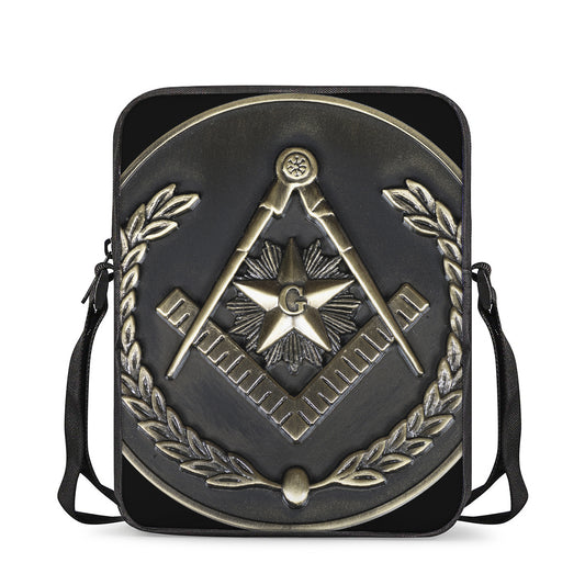 Freemasonry Medal Print Rectangular Crossbody Bag