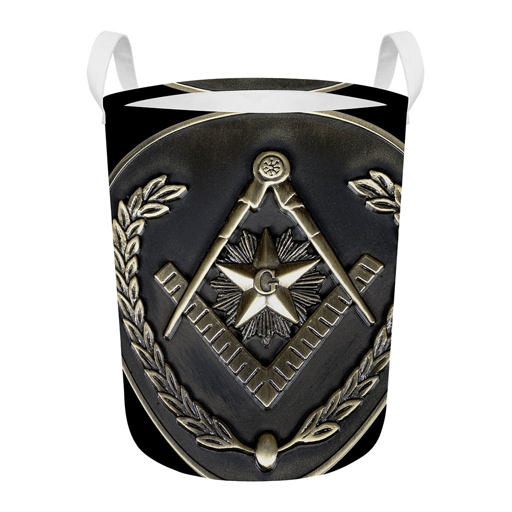 Freemasonry Medal Print Round Laundry Basket