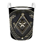 Freemasonry Medal Print Round Laundry Basket