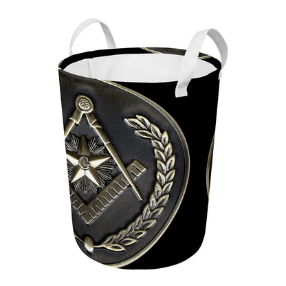 Freemasonry Medal Print Round Laundry Basket