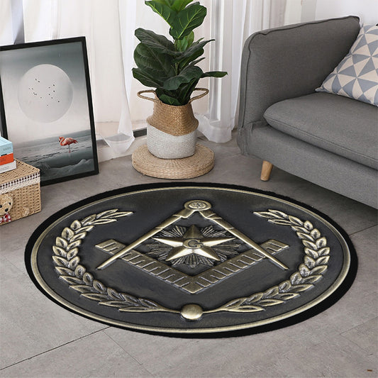 Freemasonry Medal Print Round Rug