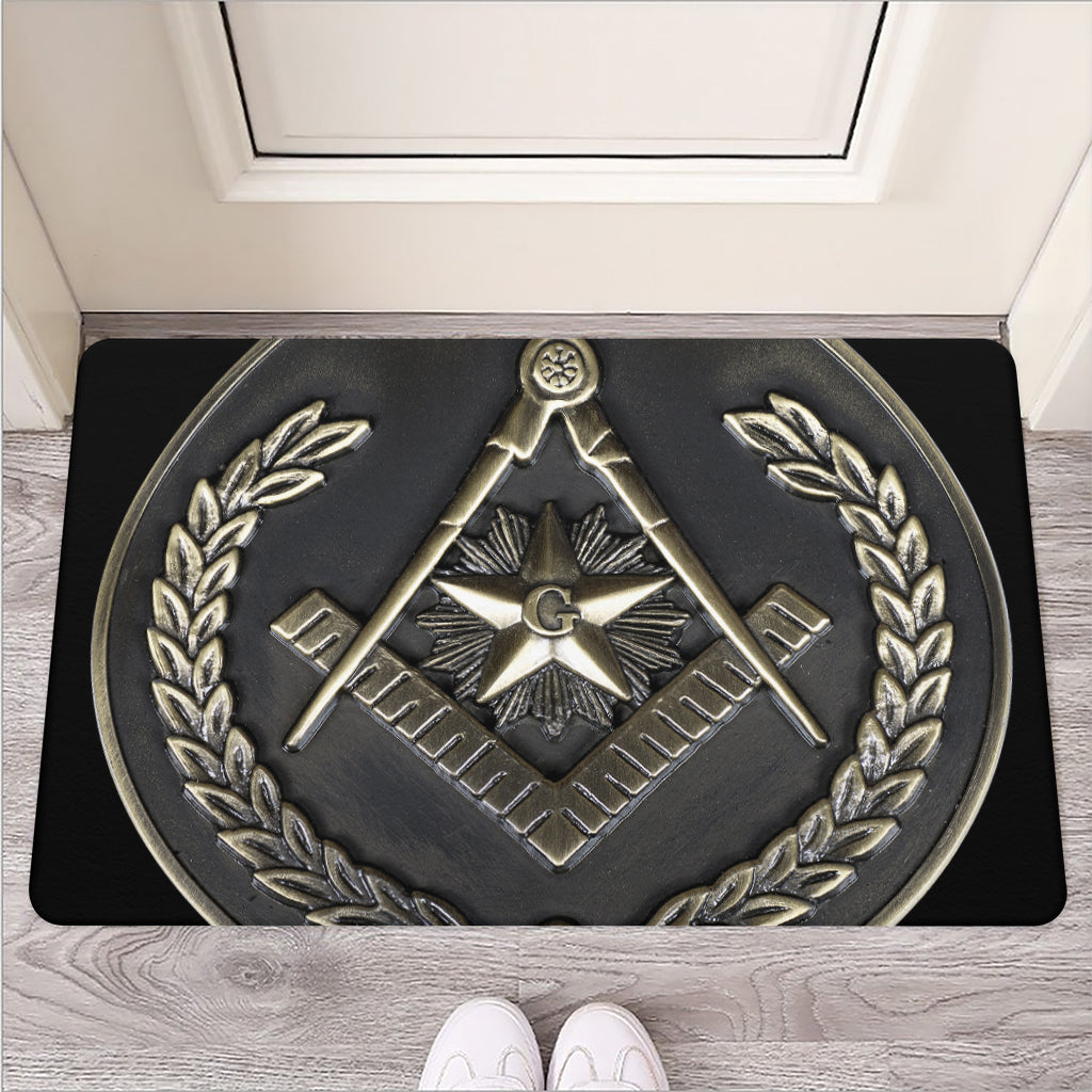 Freemasonry Medal Print Rubber Doormat