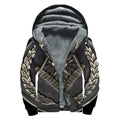 Freemasonry Medal Print Sherpa Lined Zip Up Hoodie