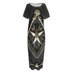 Freemasonry Medal Print Short Sleeve Long Nightdress
