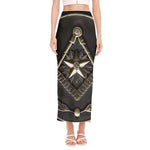 Freemasonry Medal Print Side Slit Maxi Skirt