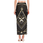 Freemasonry Medal Print Side Slit Maxi Skirt