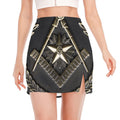 Freemasonry Medal Print Side Slit Mini Skirt