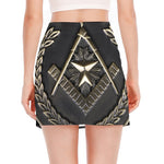 Freemasonry Medal Print Side Slit Mini Skirt